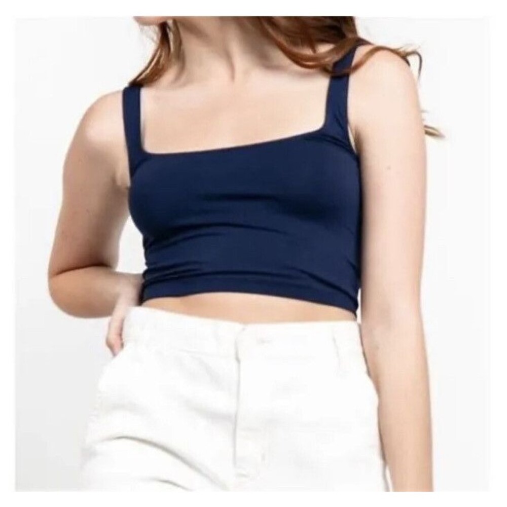 Intimately Free people Crop Top Women's Size XS/S Navy Blue Scoop Neck Basic